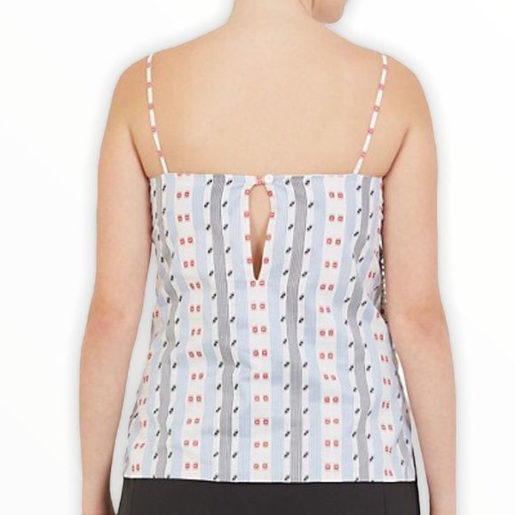 Carven Jacquard Printed Ruched Tank Top NWT size 4 Red White Blue - Picture 2 of 13